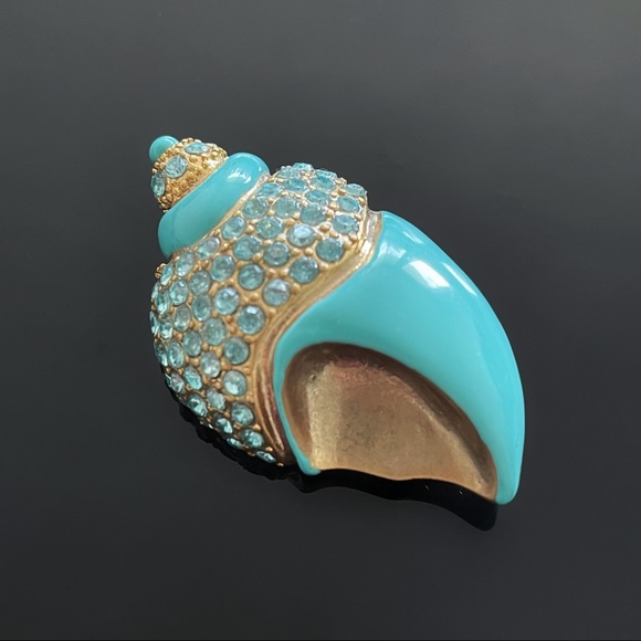 ✨Host Pick✨ 🐚 Gorgeous Tiffany Blue VTG Shell Brooch - Picture 3 of 3